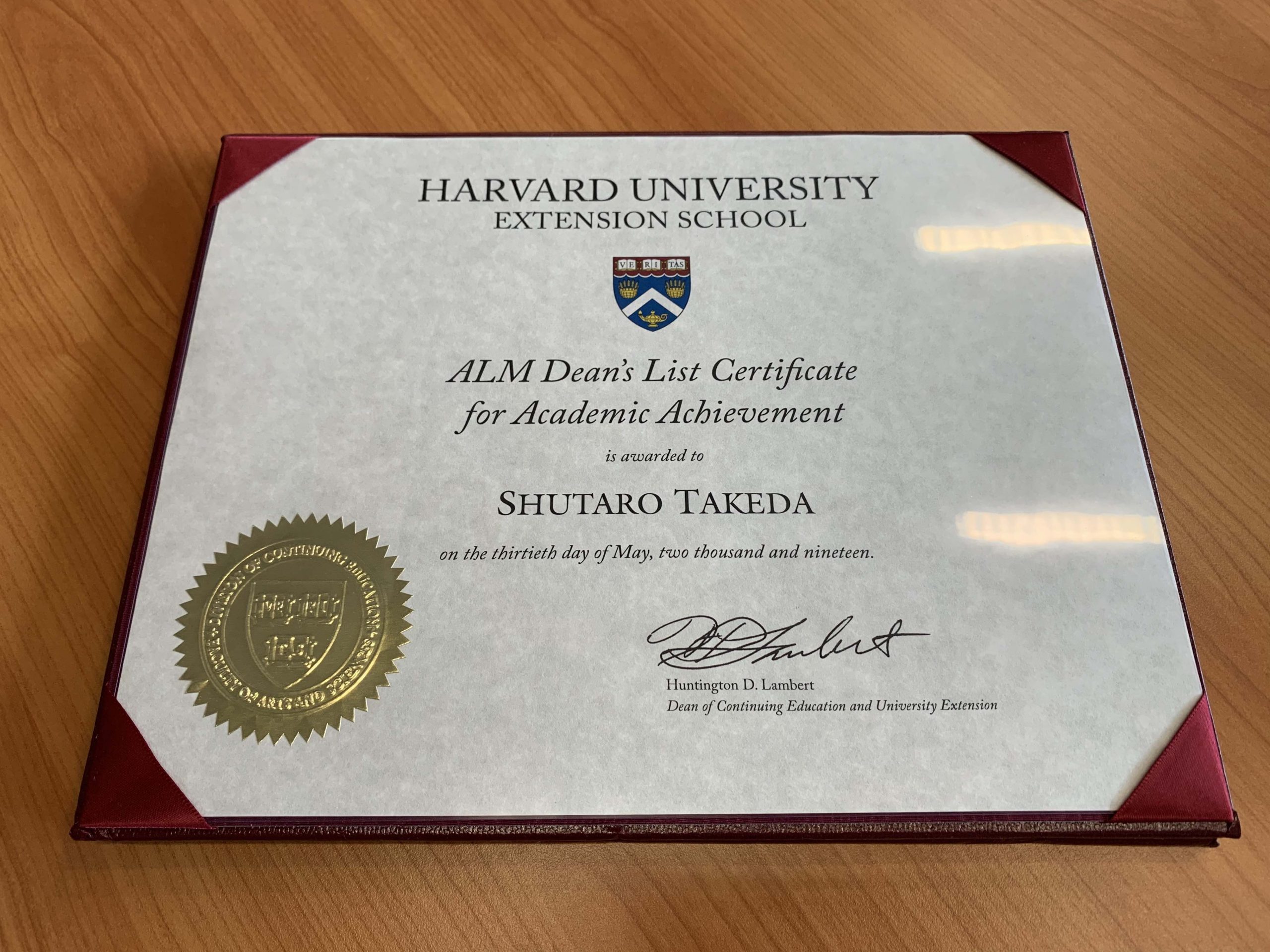 (Award) Dean's List of Academic Achievement Award Shutaro Takeda